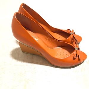 Geox Respira Wedges Orange Open Toe Shoe Size 36